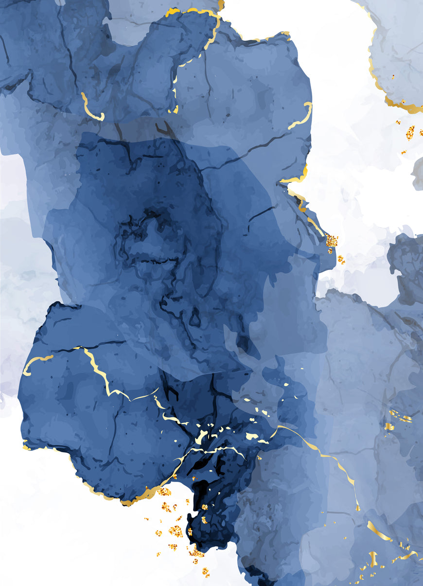 Blue & Gold Abstract Design Home Decor Premium Quality Poster Print Choose Your Sizes