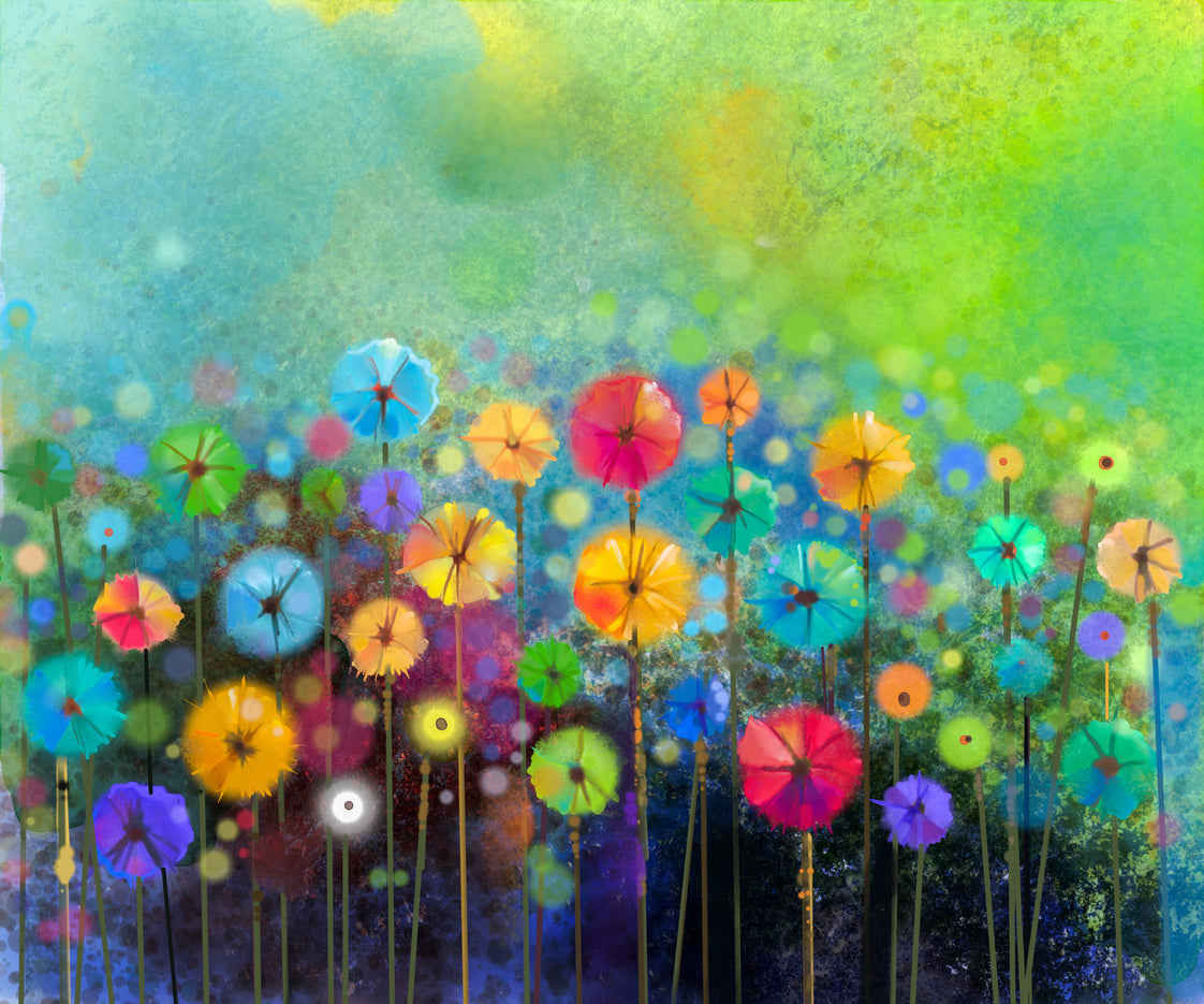 Colorful Flower Field Painting Print 100% Australian Made