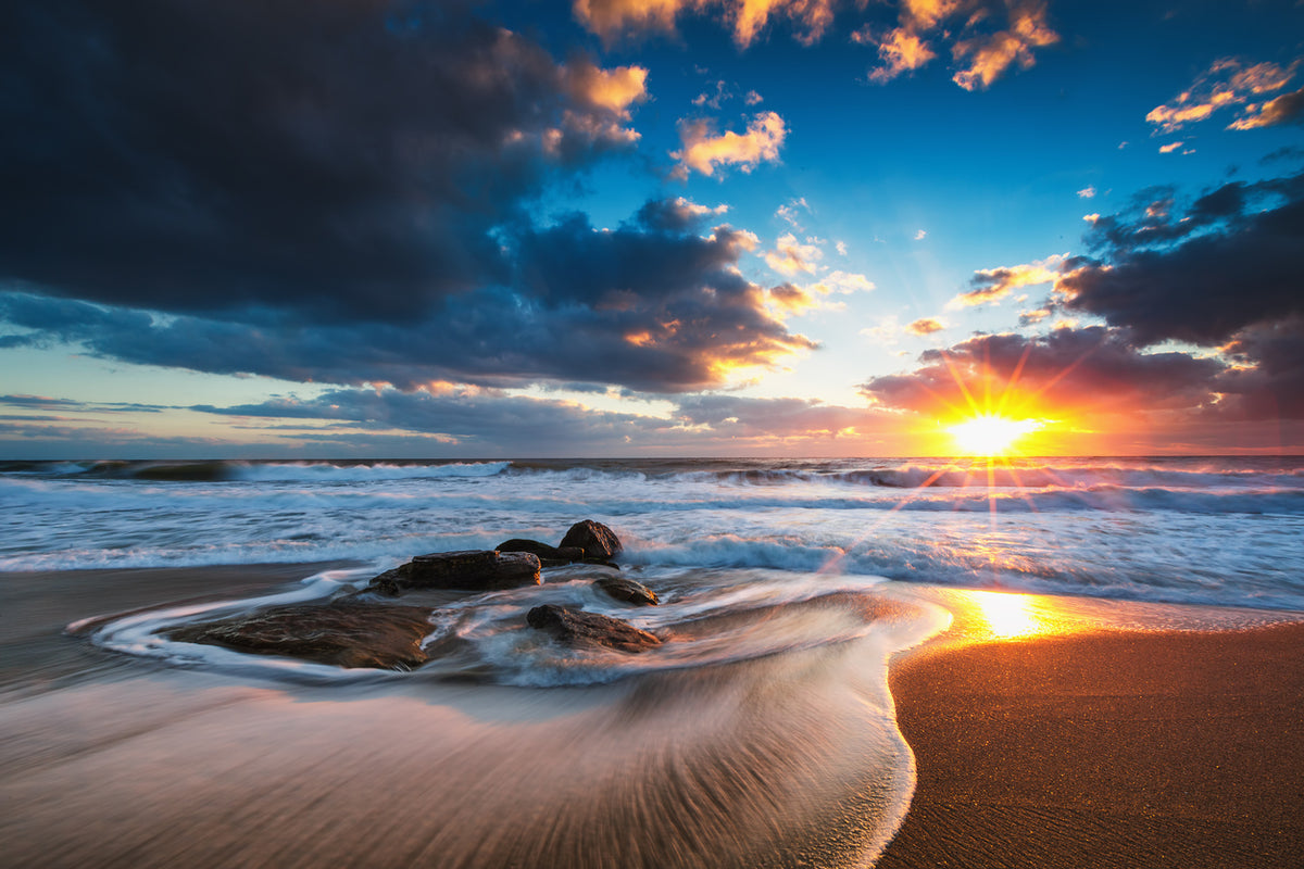 Sunset Sea Scenery Photograph Paint Print 100% Australian Made