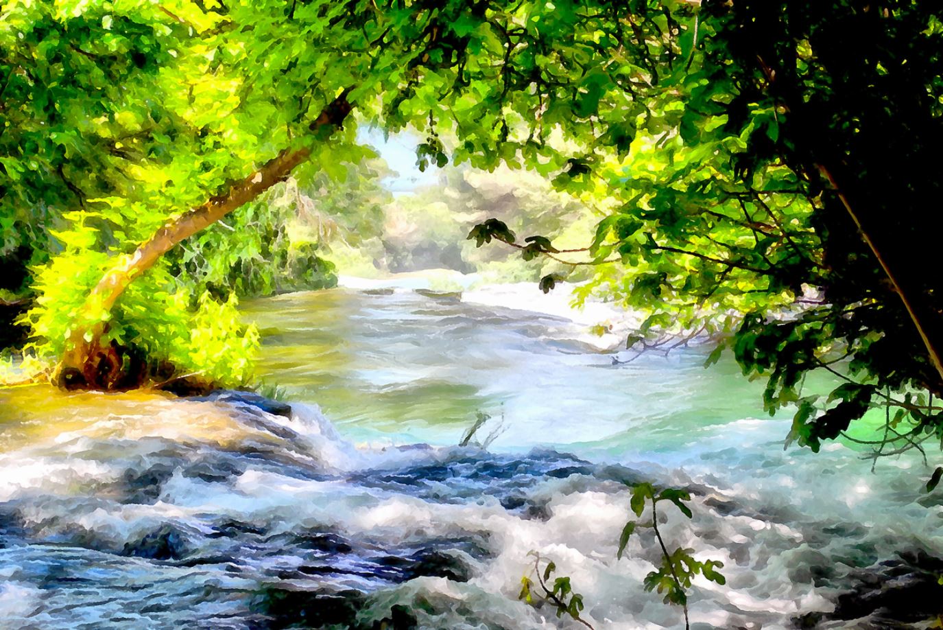 River Scenery Oil Painting Print 100% Australian Made