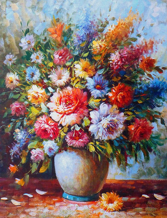 Colorful Flower Vase Oil Painting Print 100% Australian Made