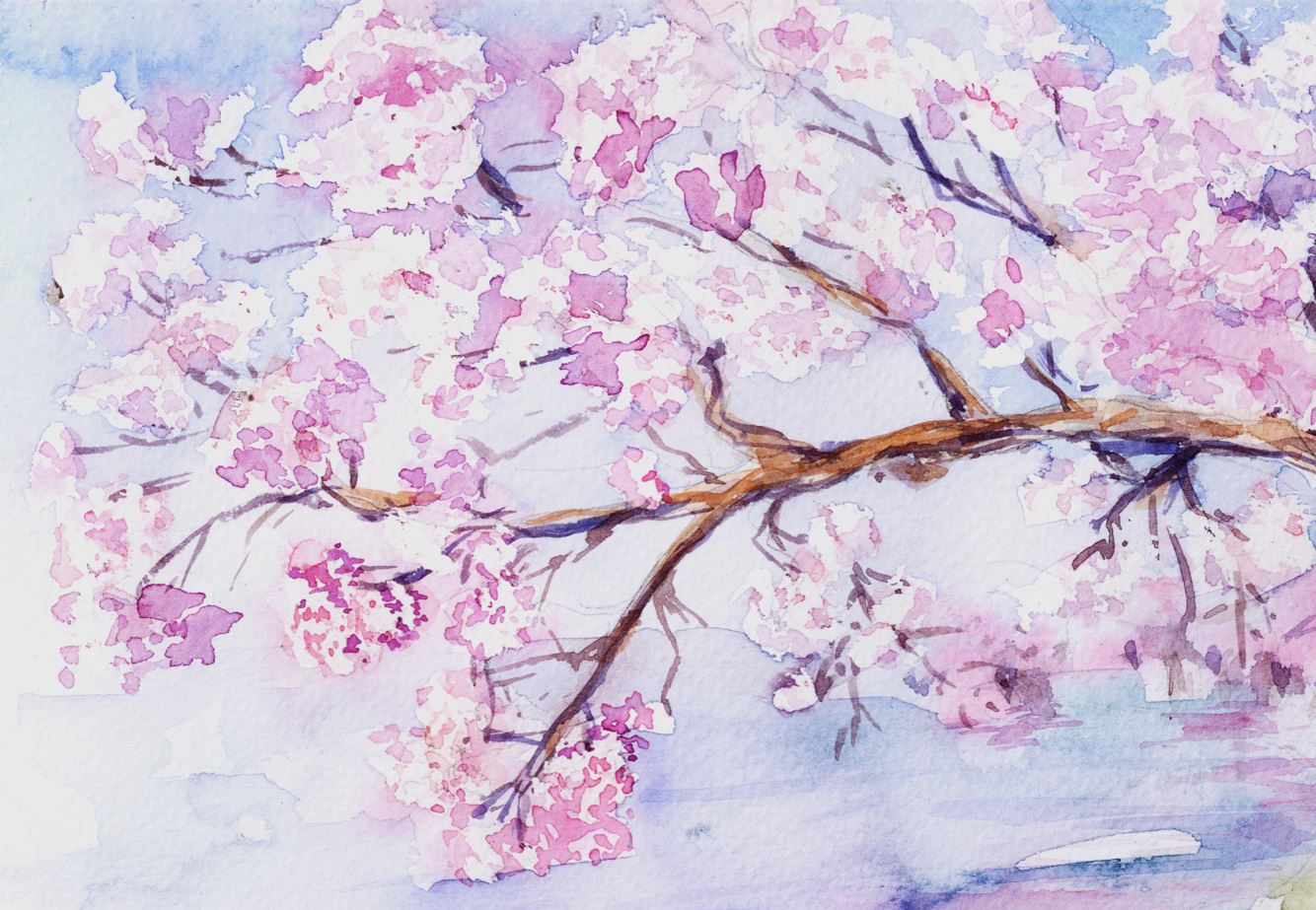 Pink Floral Tree Watercolor Painting Print 100% Australian Made