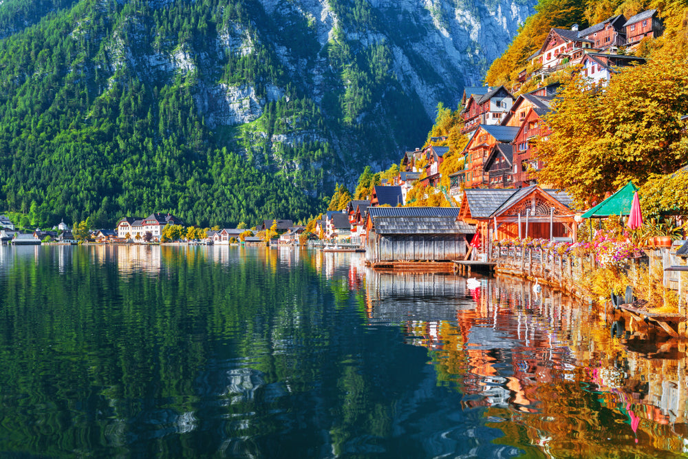 Village by Lake Scenery Photograph Print 100% Australian Made