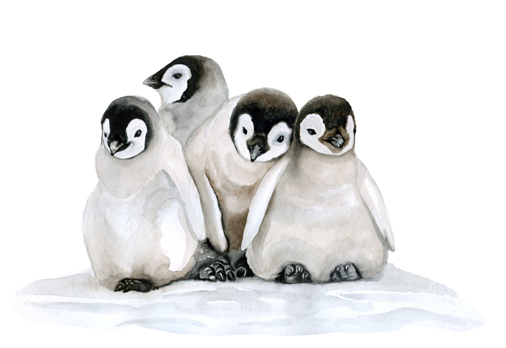 Baby Penguins Watercolor Painting Print 100% Australian Made