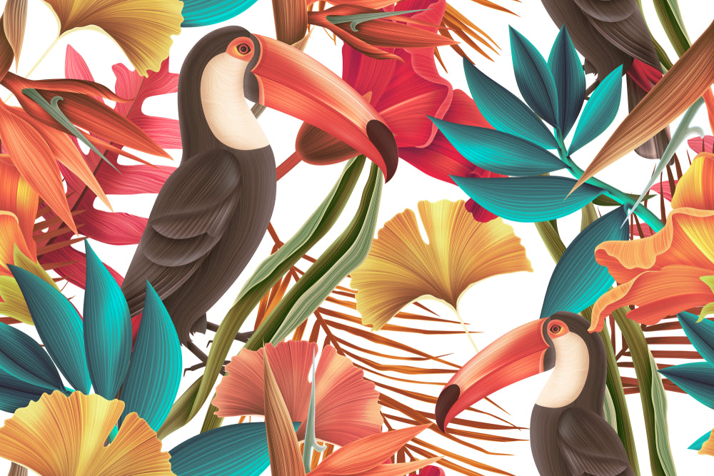 Toucan Birds & Leaves Painting Design Print 100% Australian Made