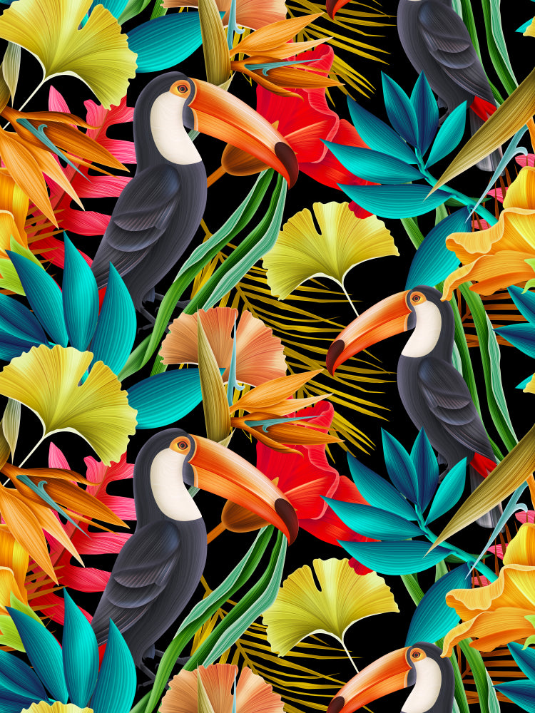 Toucan Birds & Floral Watercolor Painting Print 100% Australian Made