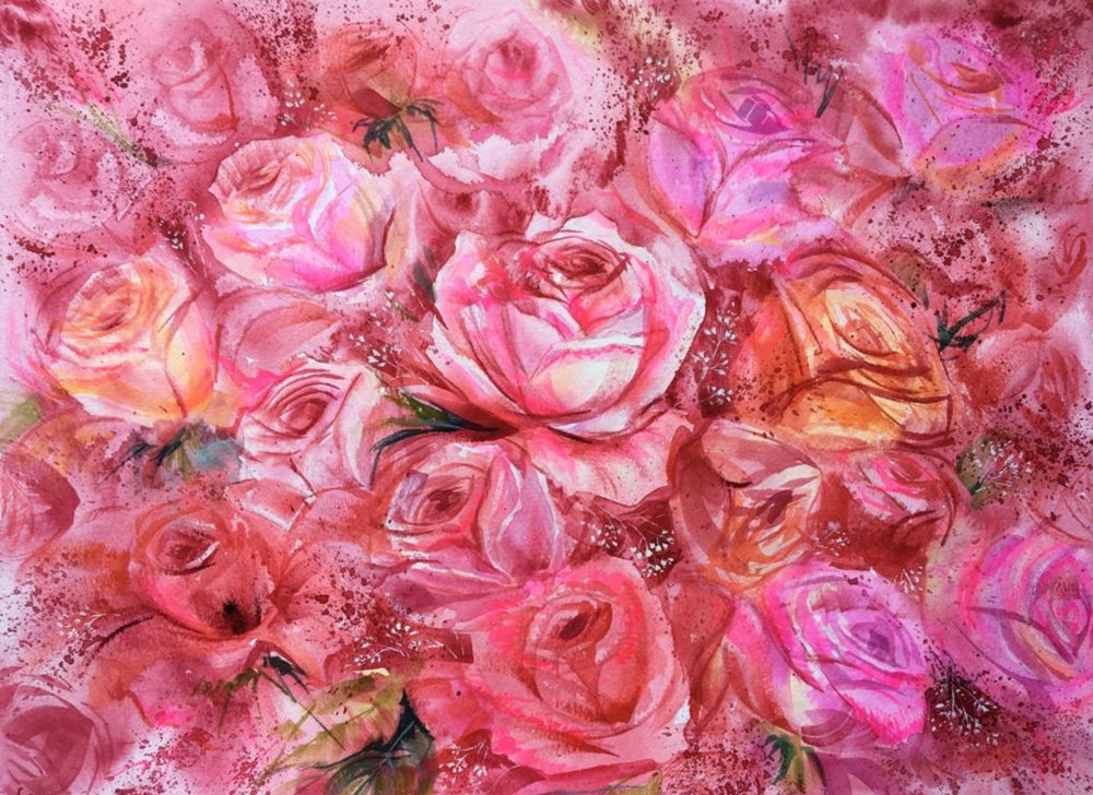 Colourful Roses Pattern Design Print 100% Australian Made