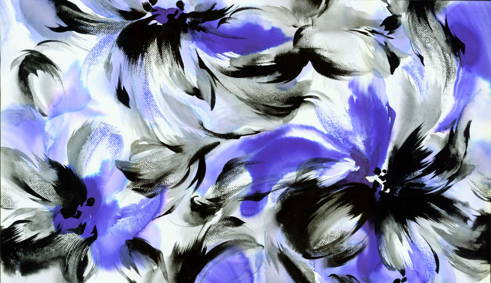 Colourful Black & Blue Floral Design Print 100% Australian Made