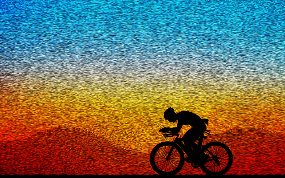 Bicycle Rider with Mountain View Print 100% Australian Made