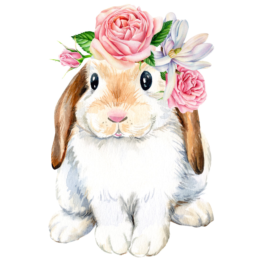 Square Canvas Rabbit with Floral Headdress Painting High Quality Print 100% Australian Made
