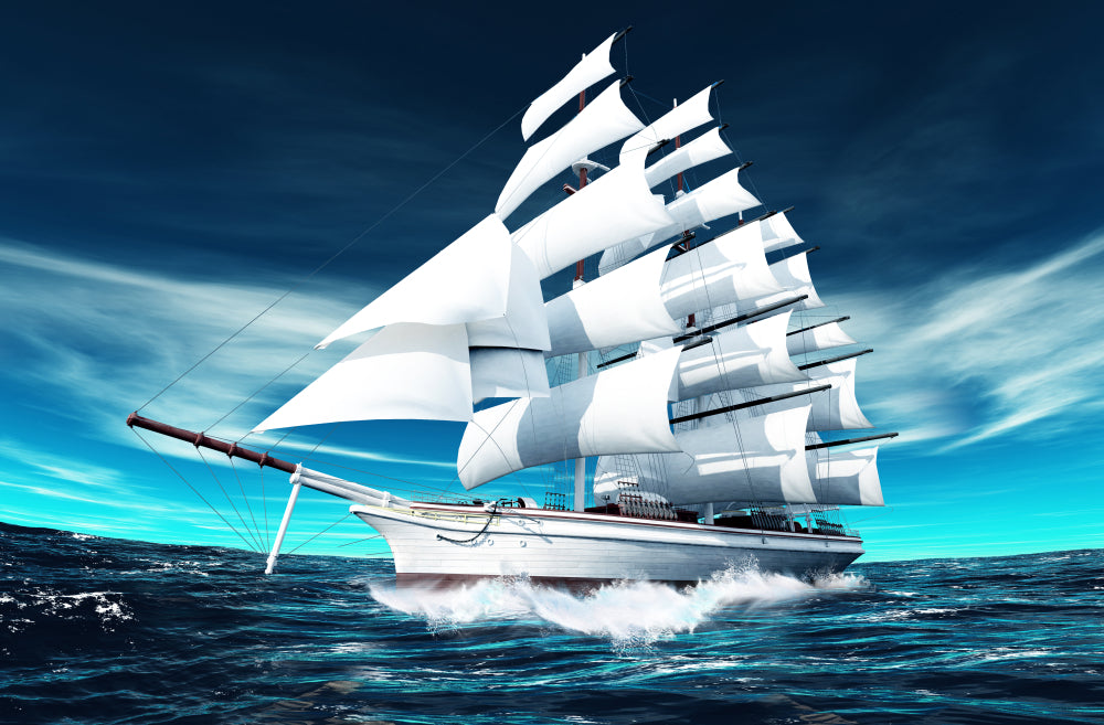 Ship Sailing on Sea Photograph Home Decor Premium Quality Poster Print Choose Your Sizes