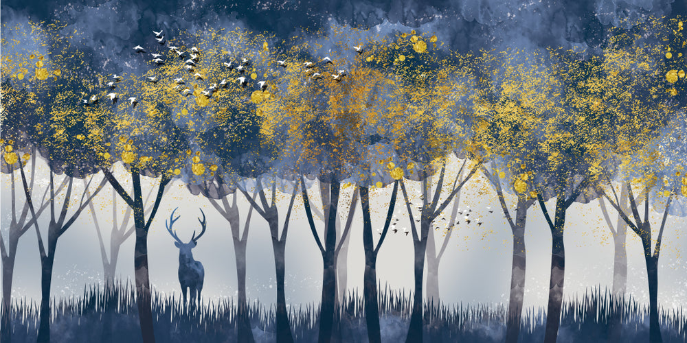 Abstract Forest & Deer Painting Print 100% Australian Made