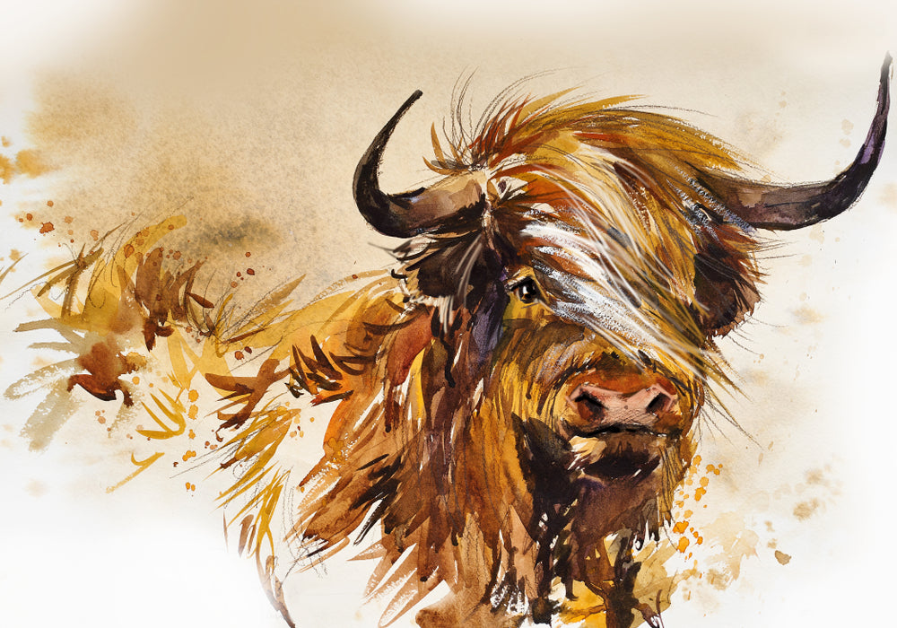 Buffalo Portrait Watercolor Painting Print 100% Australian Made