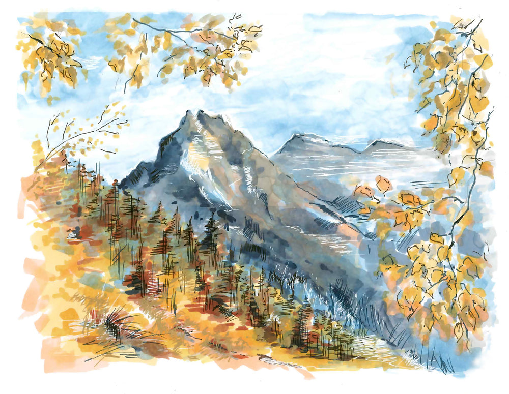 Mountains & Nature Scenery Watercolor Painting Home Decor Premium Quality Poster Print Choose Your Sizes