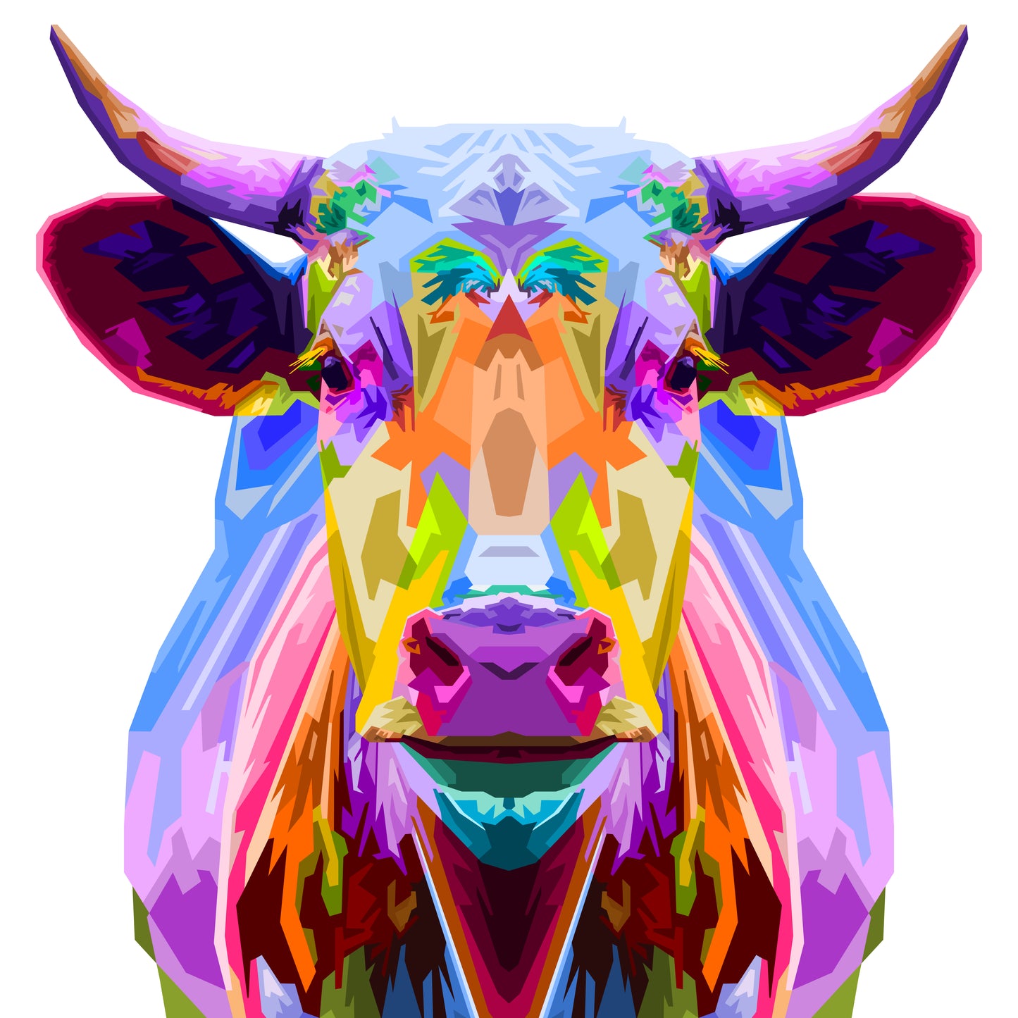 Square Canvas Colorful Cow Abstract Design High Quality Print 100% Australian Made