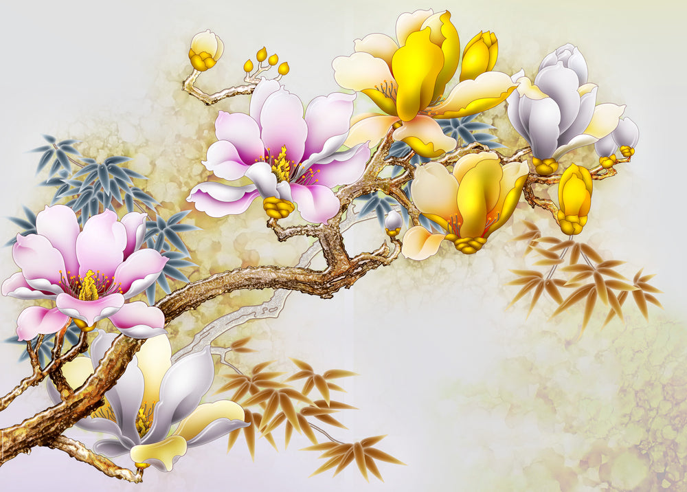 Colorful Flower Branch Painting Home Decor Premium Quality Poster Print Choose Your Sizes