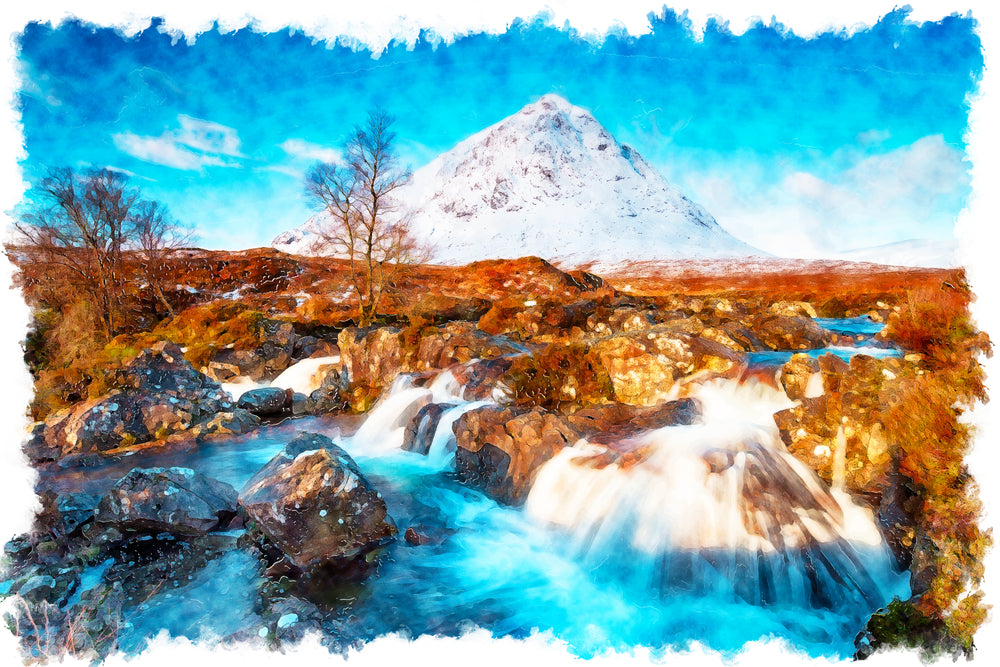 Snow Capped Mountain Painting Print 100% Australian Made