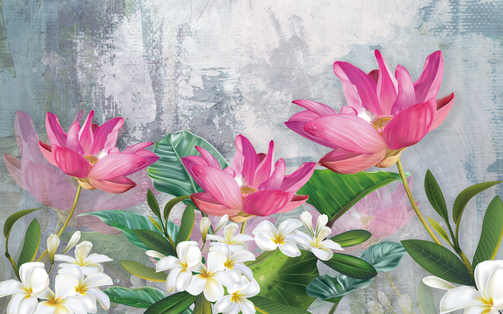 Pink & White Flowers Painting Home Decor Premium Quality Poster Print Choose Your Sizes