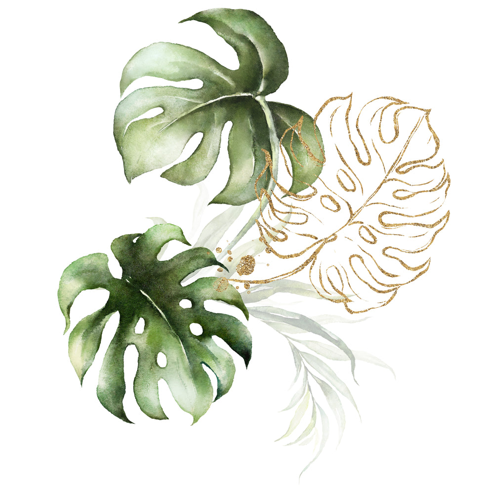 Square Canvas Leaves Watercolor Painting High Quality Print 100% Australian Made