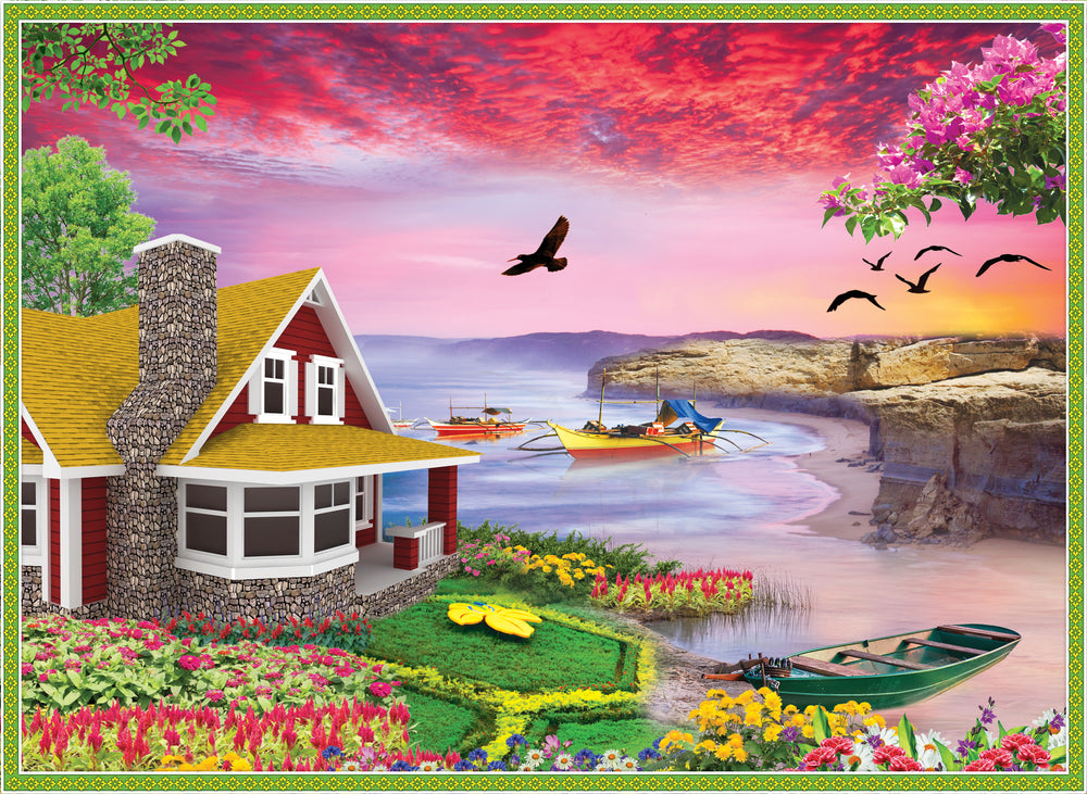 House Near Beach with Cliff View Print 100% Australian Made