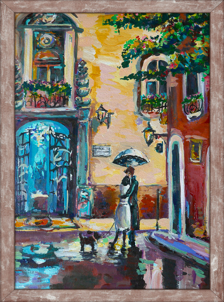 Couple in Street Oil Painting Print 100% Australian Made