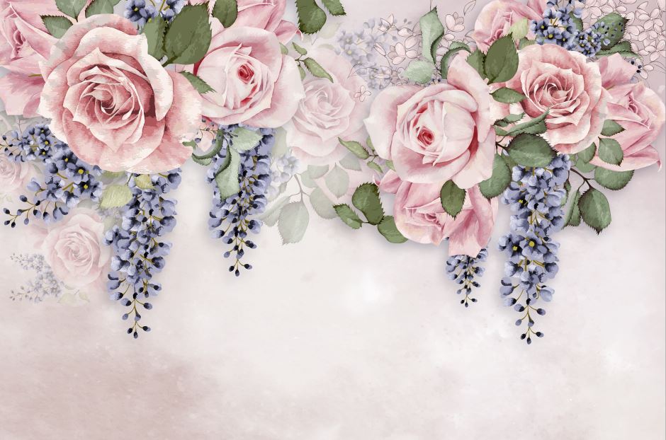 Watercolor Pink Floral Pattern Design Print 100% Australian Made