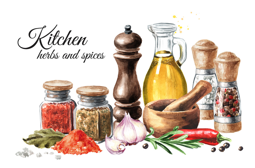 Kitchen Herbs & Spices Painting Home Decor Premium Quality Poster Print Choose Your Sizes