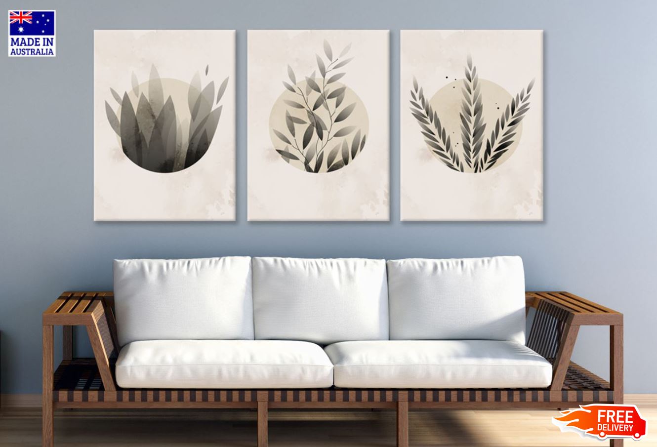 3 Set of Plants Vector Arts High Quality Print 100% Australian Made Wall Canvas Ready to Hang