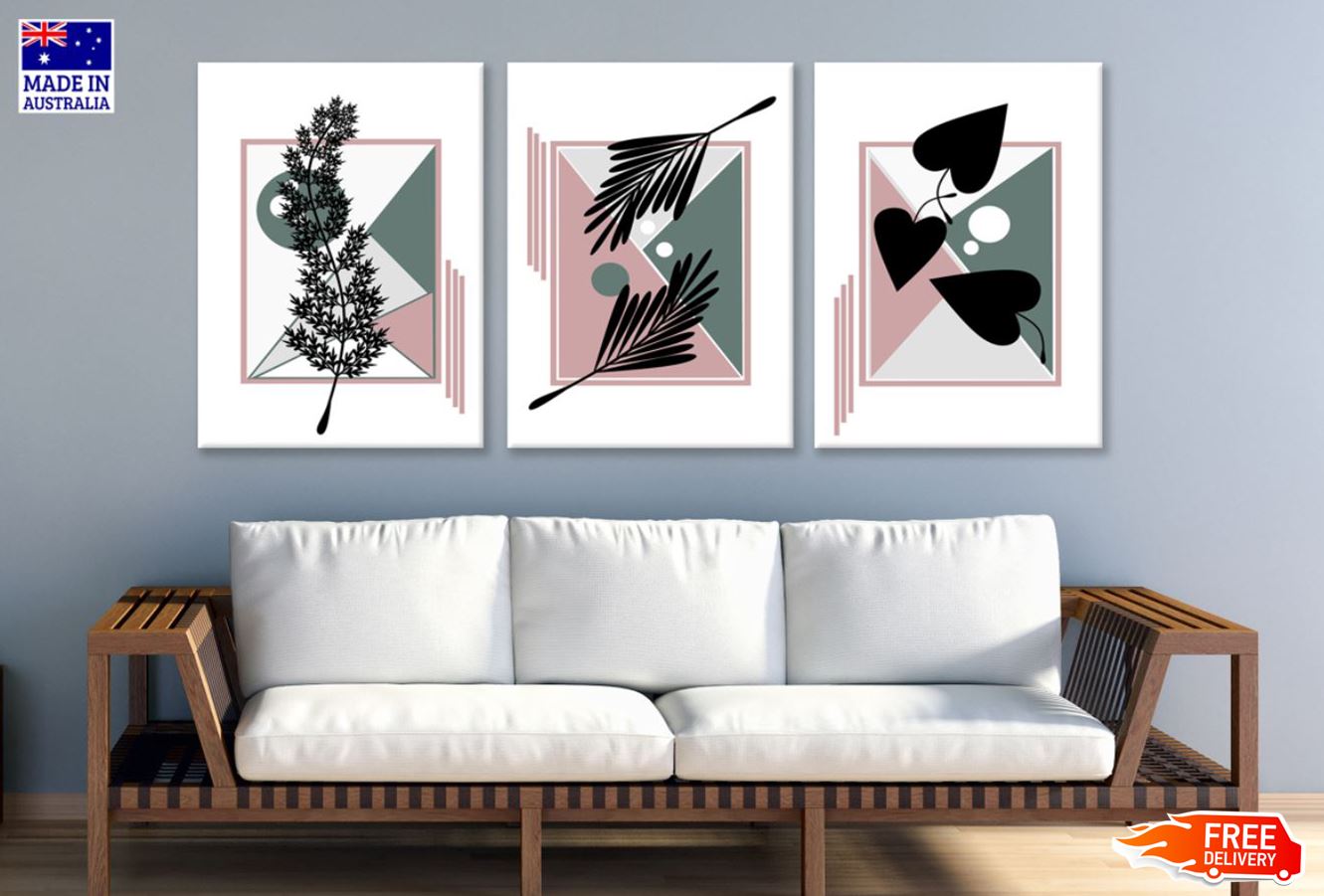 3 Set of Minimalist Leaves Art High Quality Print 100% Australian Made Wall Canvas Ready to Hang
