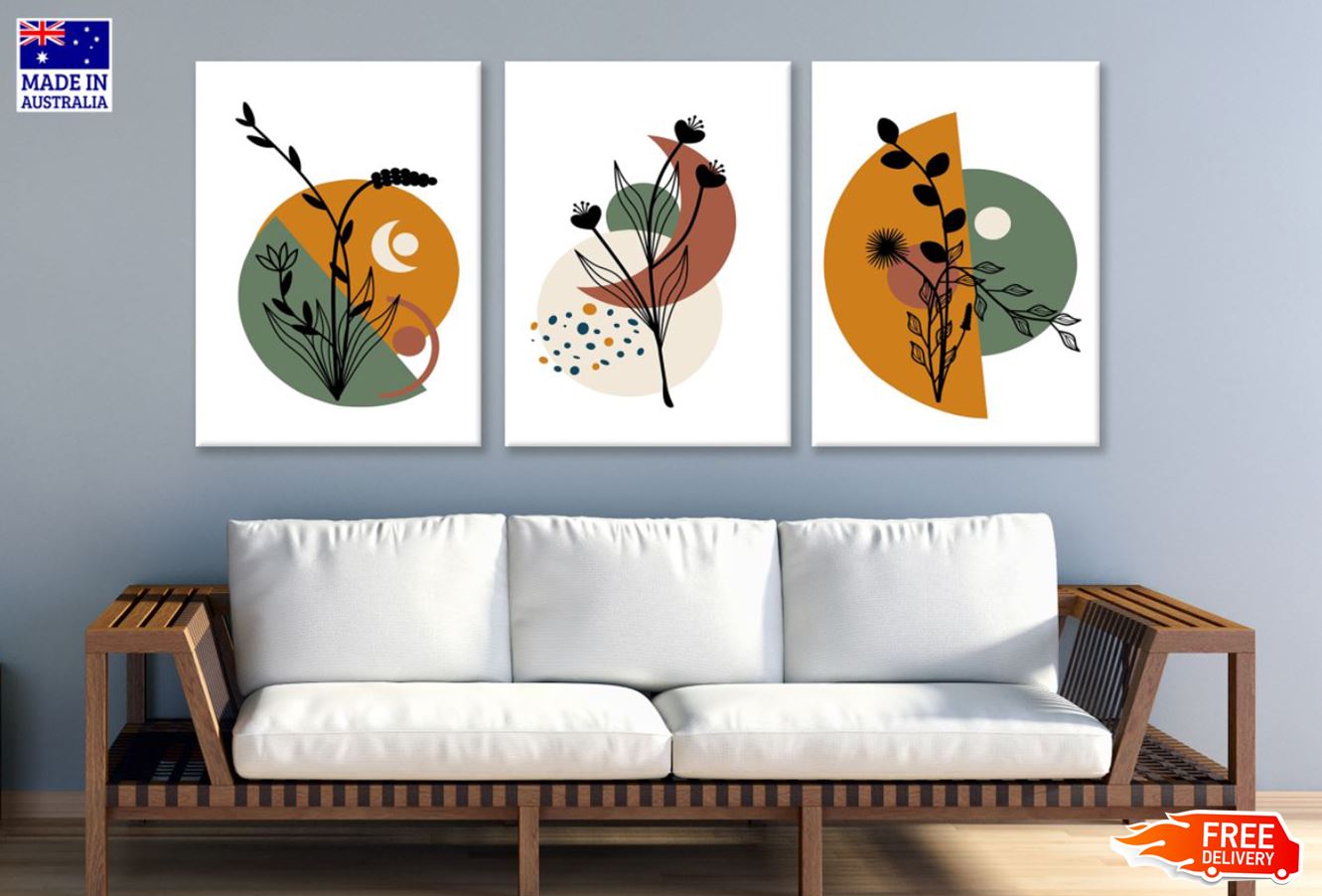3 Set of Minimalist Leaves Art High Quality Print 100% Australian Made Wall Canvas Ready to Hang