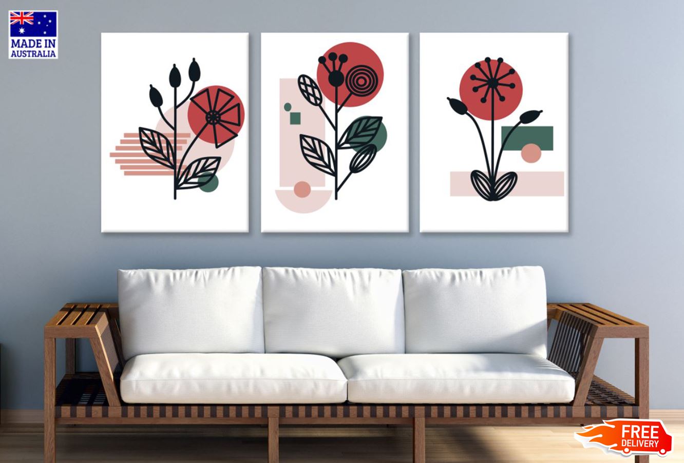 3 Set of Minimalist Plants Art High Quality Print 100% Australian Made Wall Canvas Ready to Hang