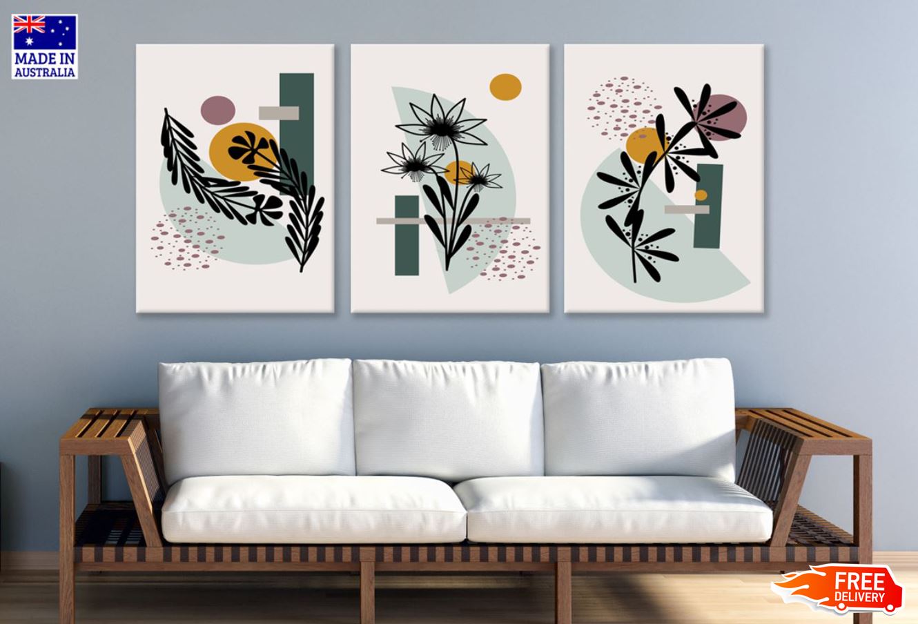 3 Set of Minimalist Plants Art High Quality Print 100% Australian Made Wall Canvas Ready to Hang