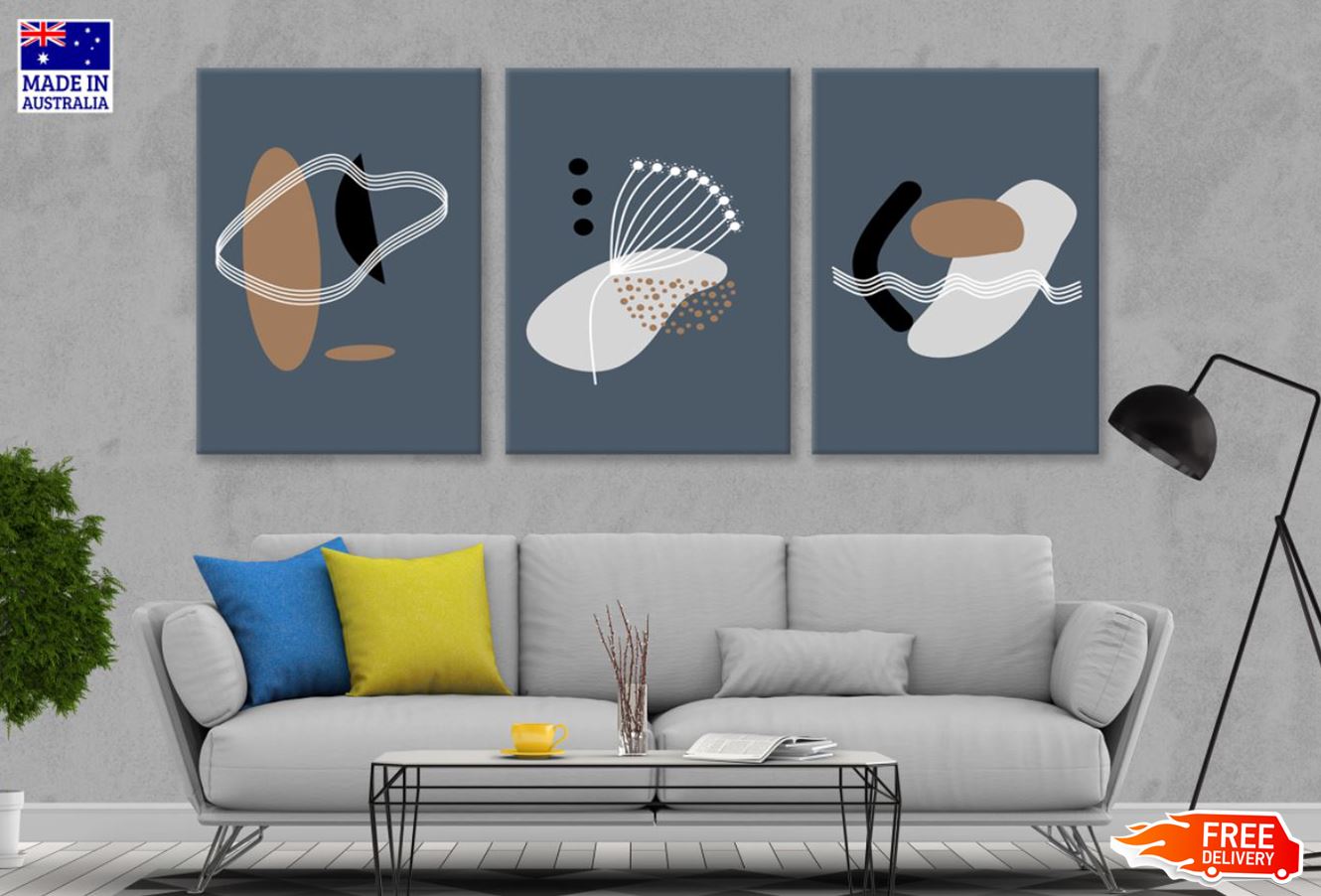 3 Set of Minimalist Shapes Art High Quality Print 100% Australian Made Wall Canvas Ready to Hang