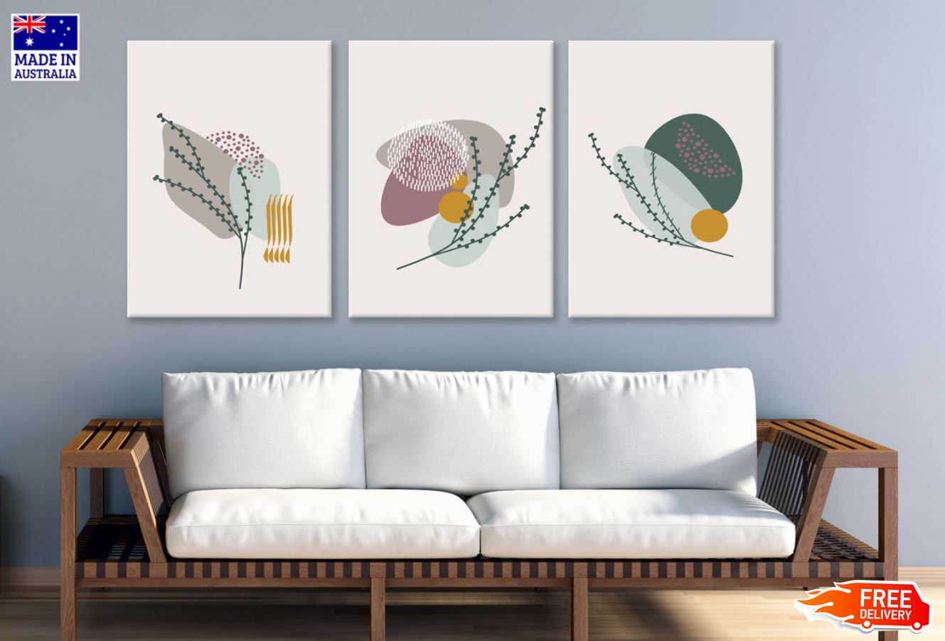 3 Set of Minimalist Shapes Art High Quality Print 100% Australian Made Wall Canvas Ready to Hang