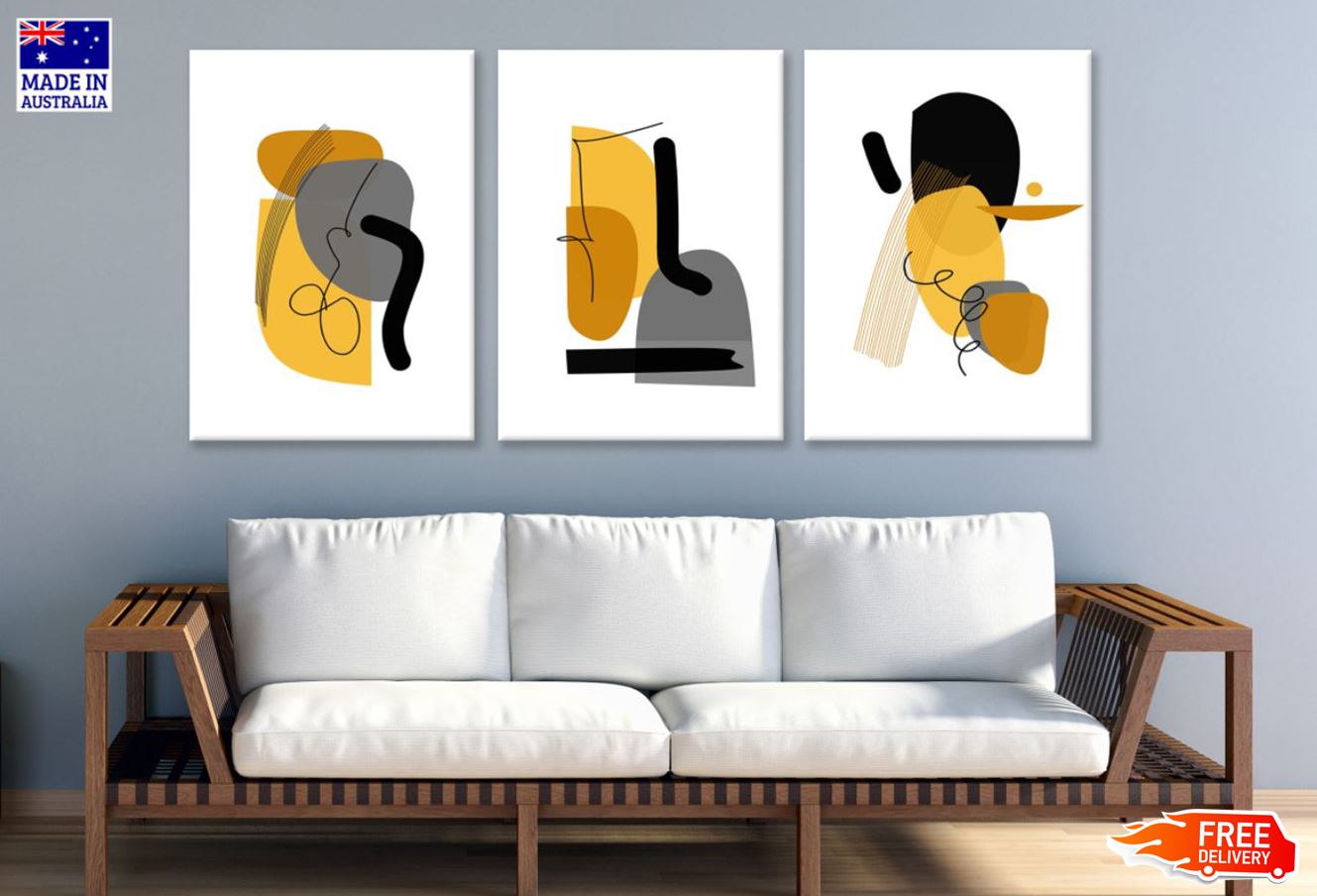 3 Set of Minimalist Shapes Art High Quality Print 100% Australian Made Wall Canvas Ready to Hang