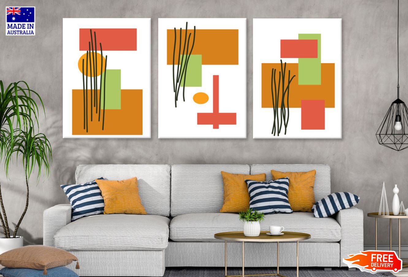 3 Set of Minimalist Shapes Art High Quality Print 100% Australian Made Wall Canvas Ready to Hang
