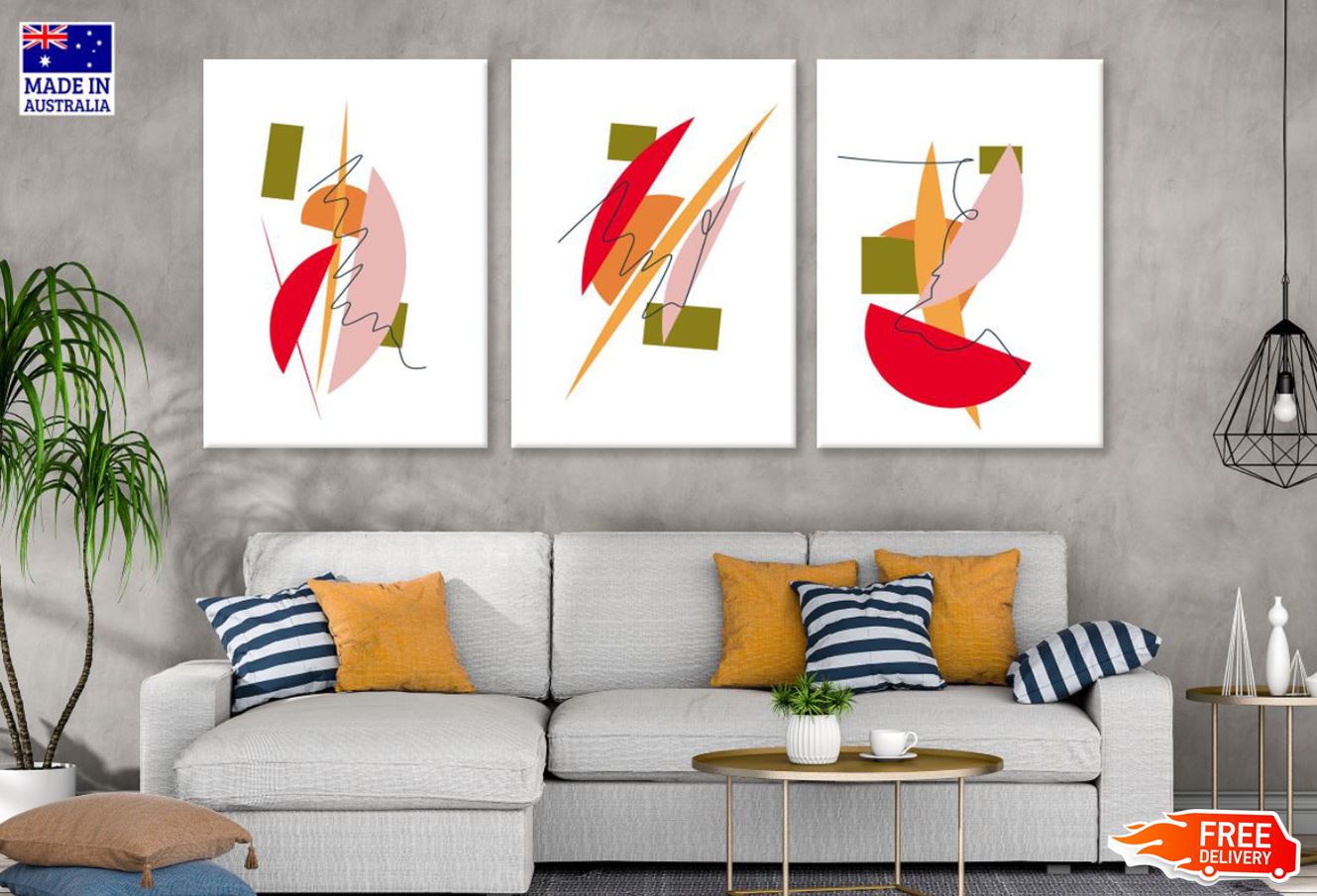 3 Set of Minimalist Shapes Art High Quality Print 100% Australian Made Wall Canvas Ready to Hang