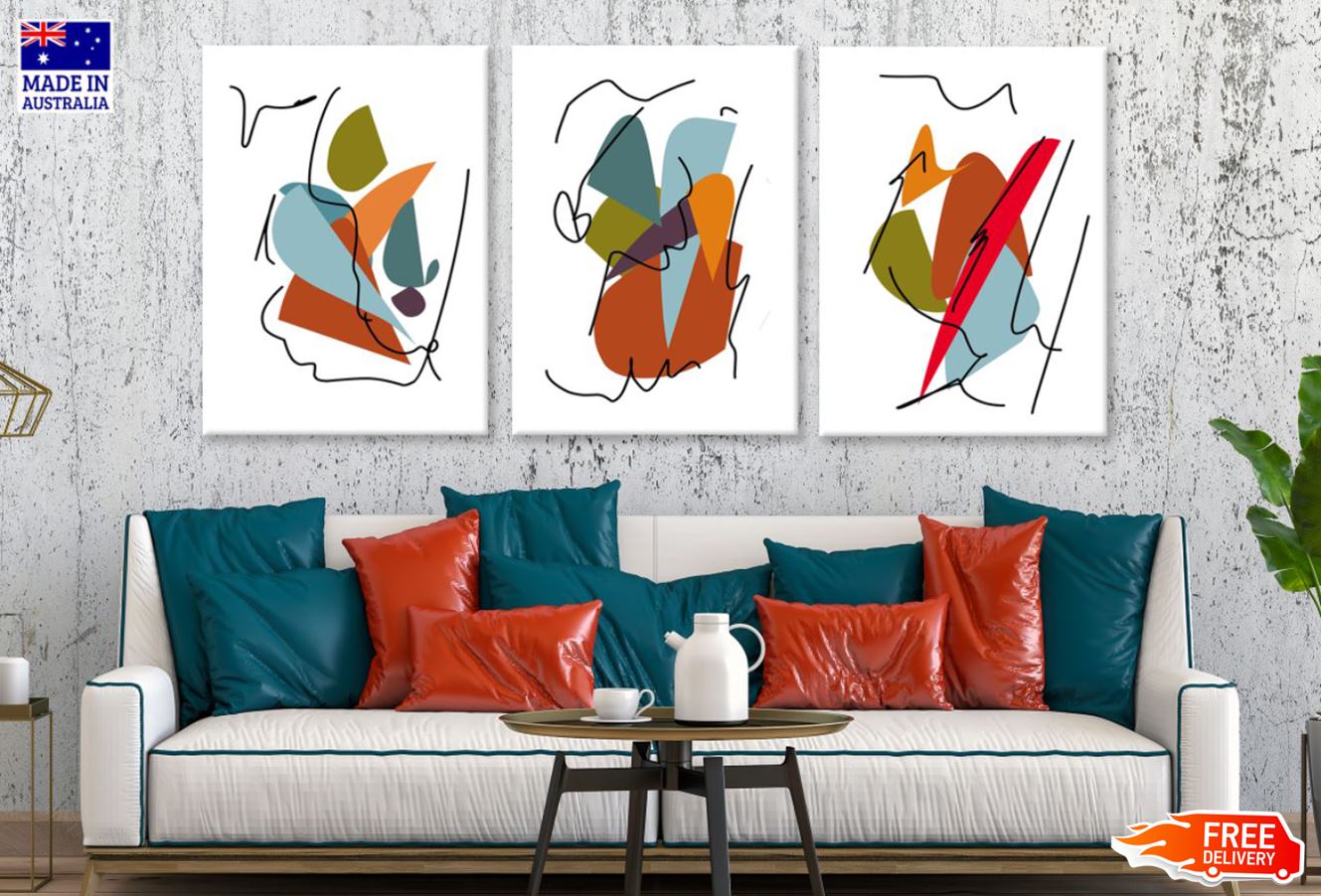 3 Set of Minimalist Shapes Art High Quality Print 100% Australian Made Wall Canvas Ready to Hang