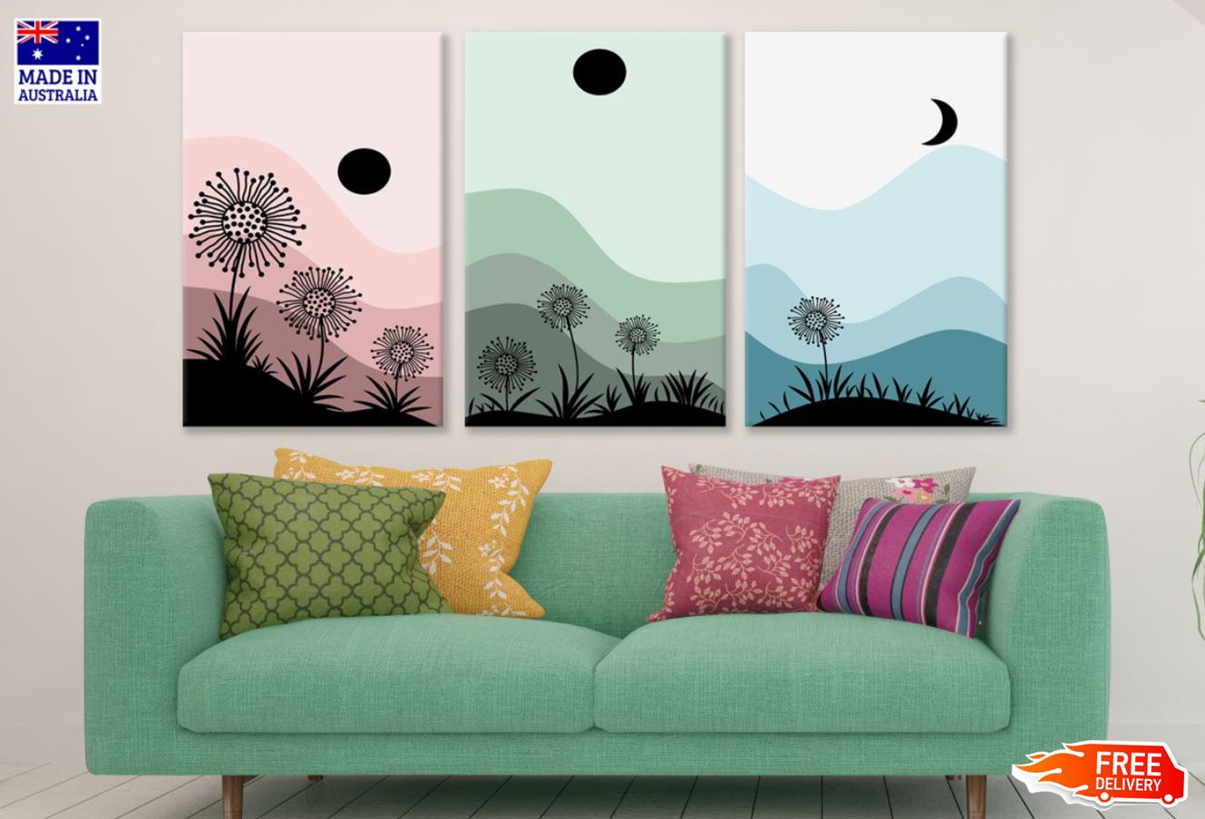 3 Set of Minimalist Nature Art High Quality Print 100% Australian Made Wall Canvas Ready to Hang