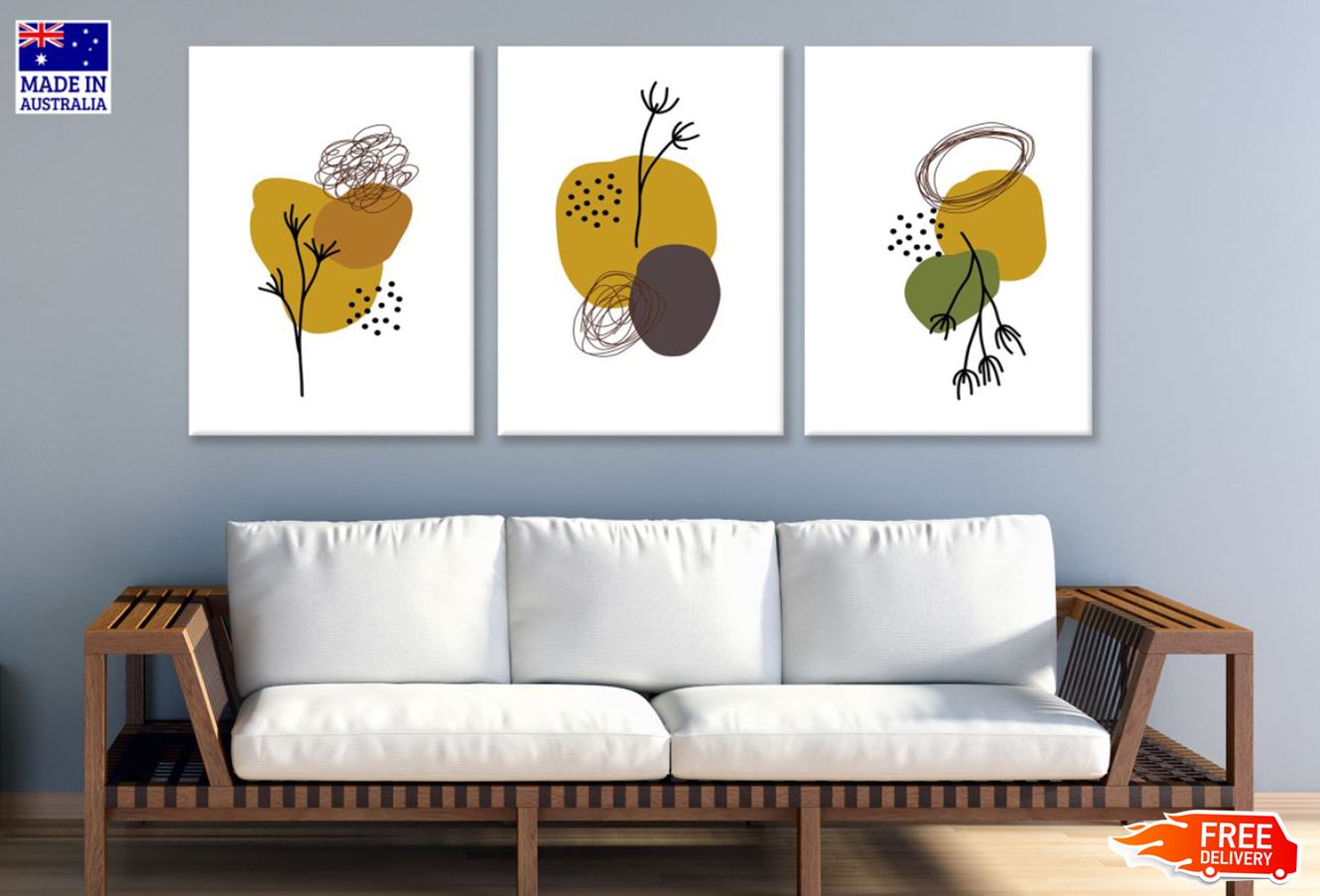 3 Set of Minimalist Plants Art High Quality Print 100% Australian Made Wall Canvas Ready to Hang