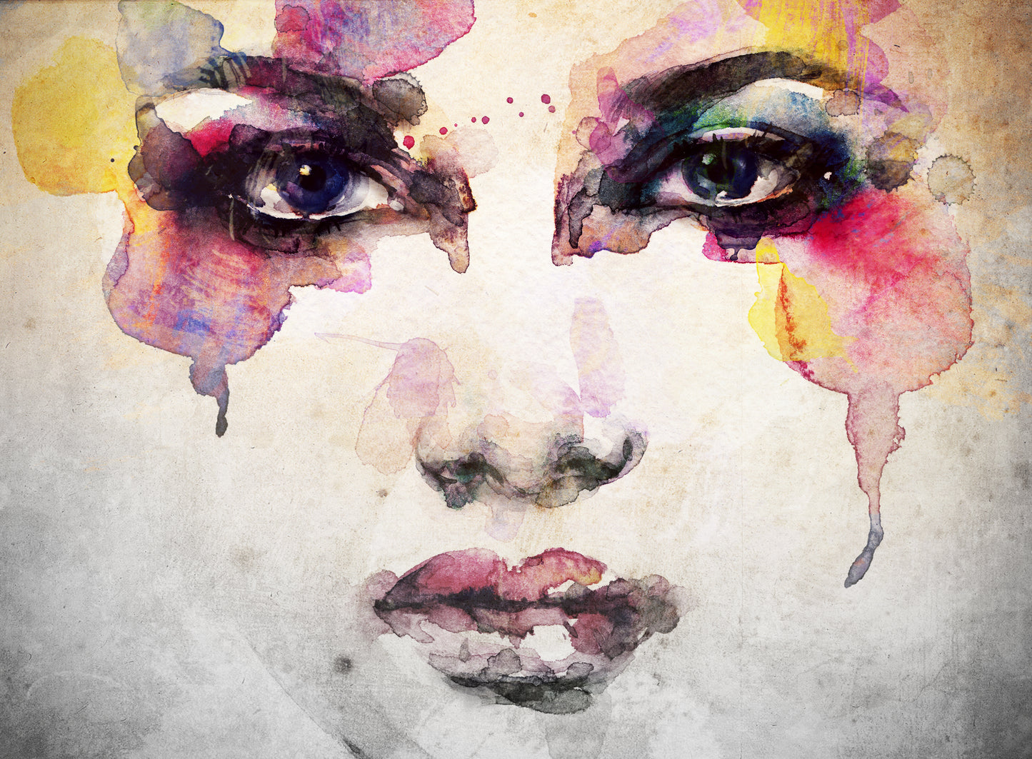 Colorful Woman Face Portrait Abstract Design Print 100% Australian Made