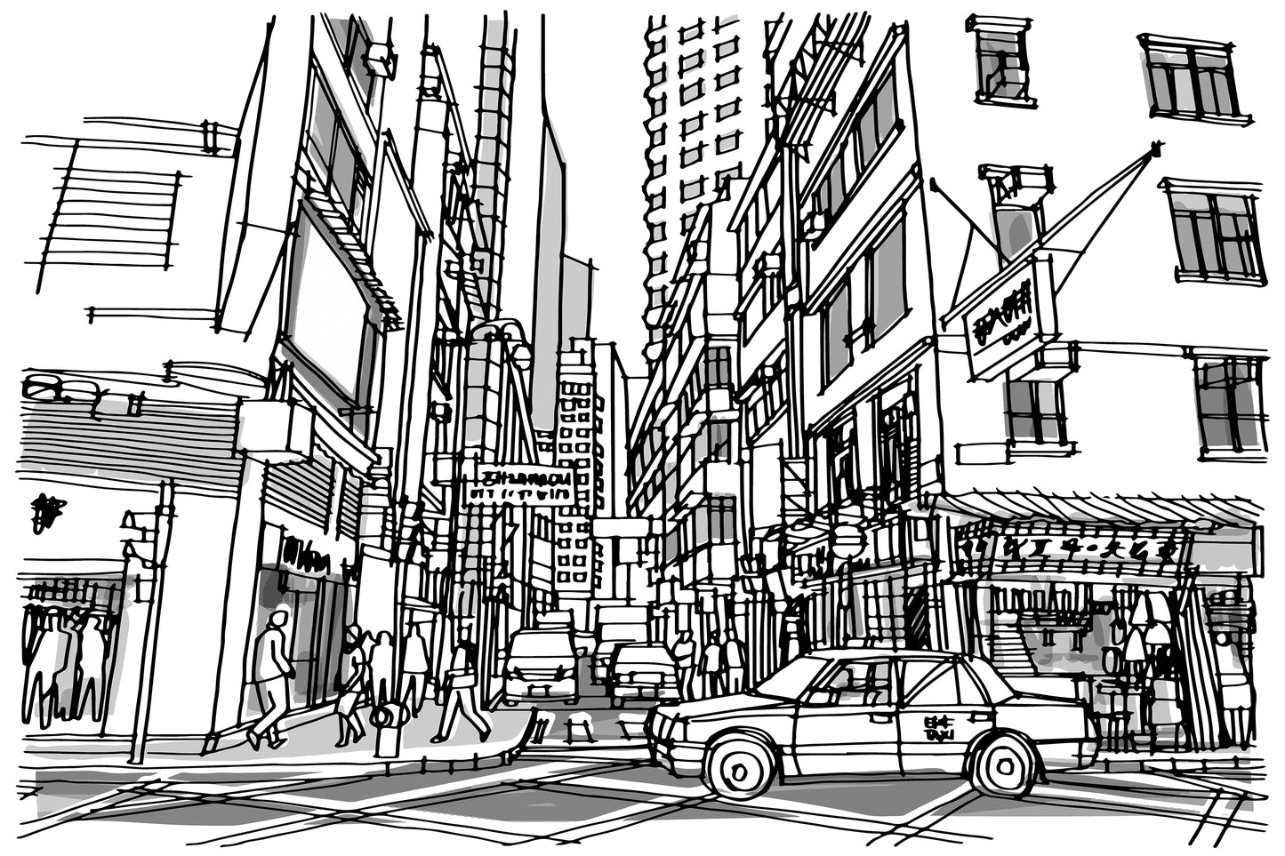 Hong-kong Minimalist LINE ART Modern Print 100% Australian Made