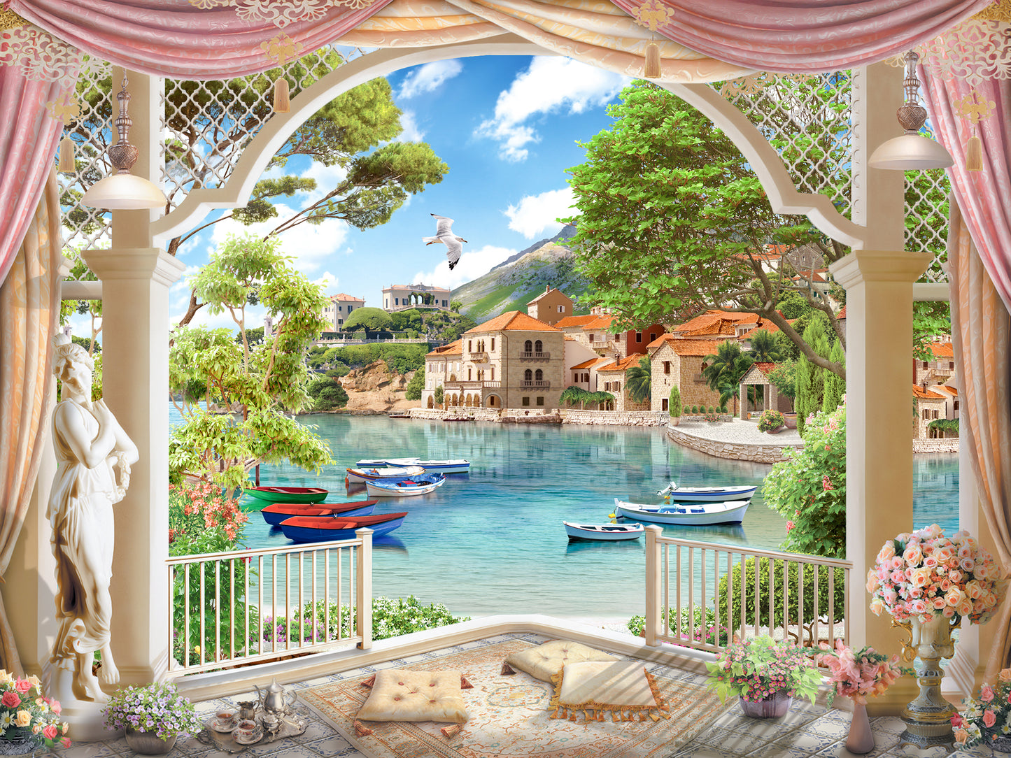 Stunning Village View from Balcony Digital Art Print 100% Australian Made