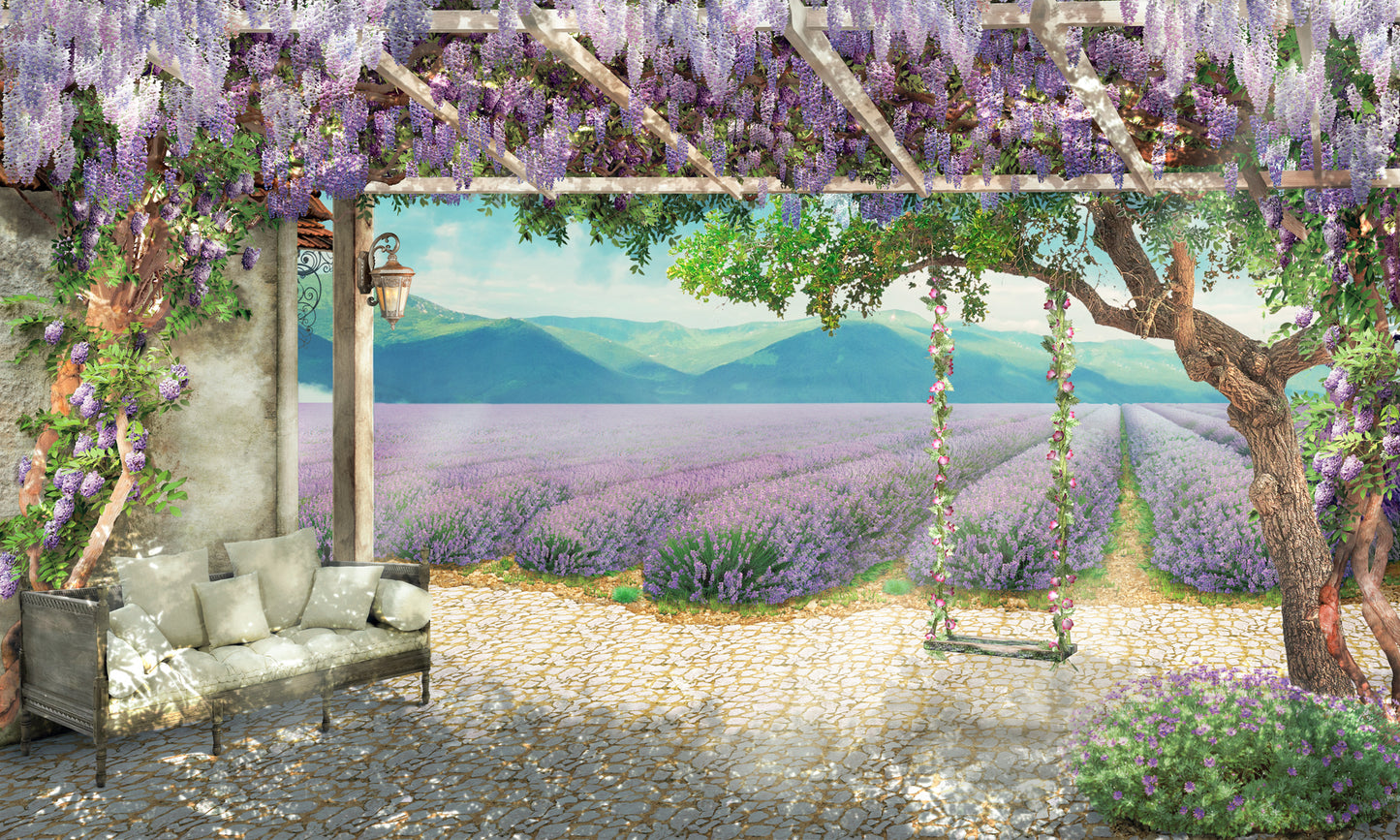 House & Lavender Field Watercolor Painting Print 100% Australian Made