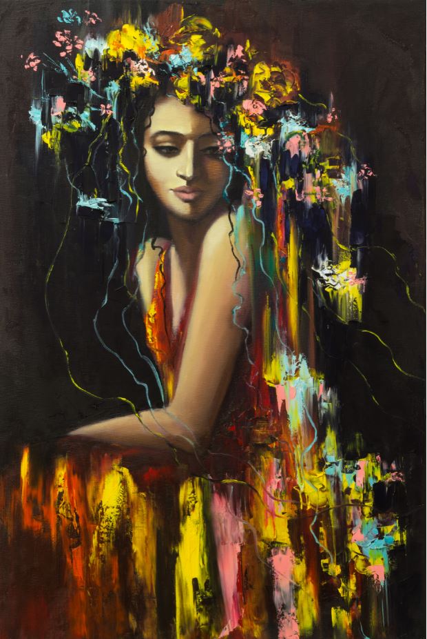 Girl with Floral Headdress Watercolor Painting Print 100% Australian Made