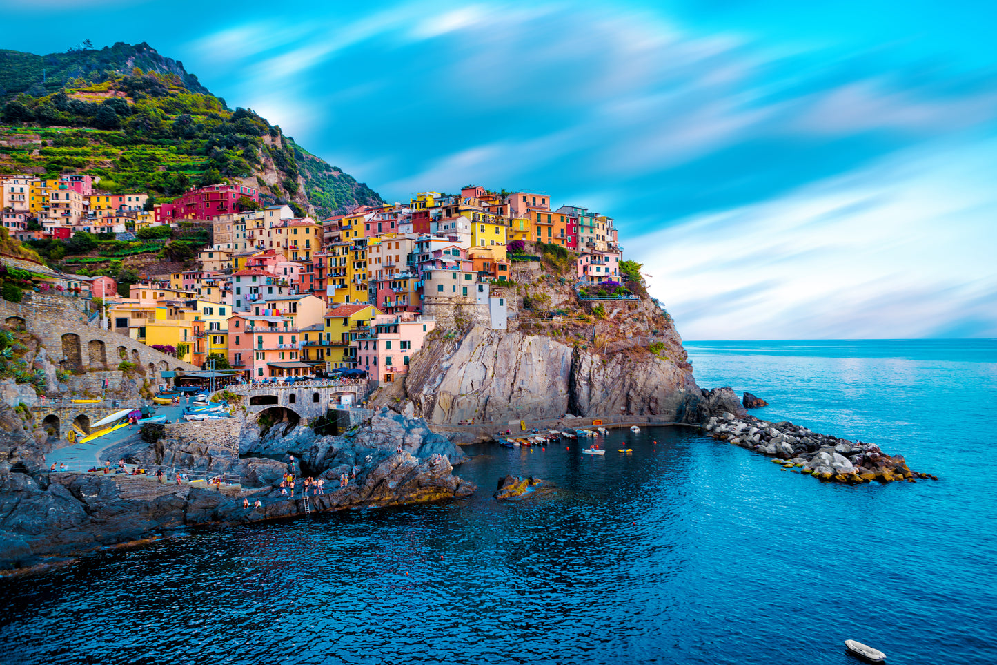 Colorful Cityscape on Mountains Over Mediterranean Sea Photograph Print 100% Australian Made