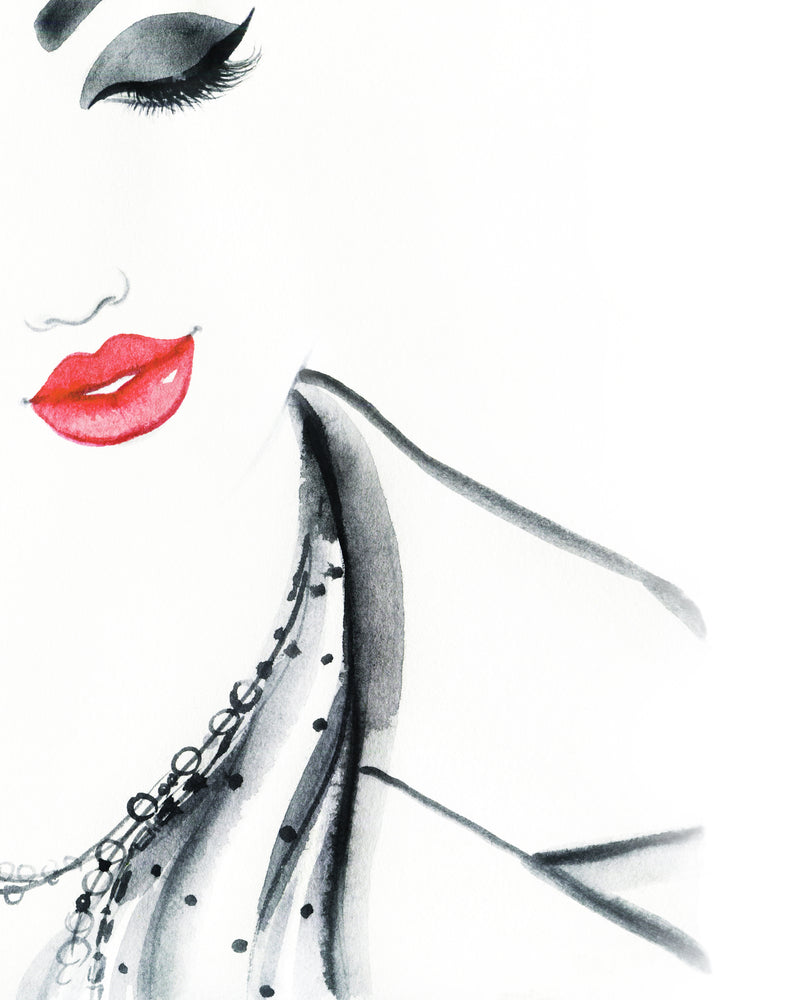 Girl Portrait B&W Painting Home Decor Premium Quality Poster Print Choose Your Sizes