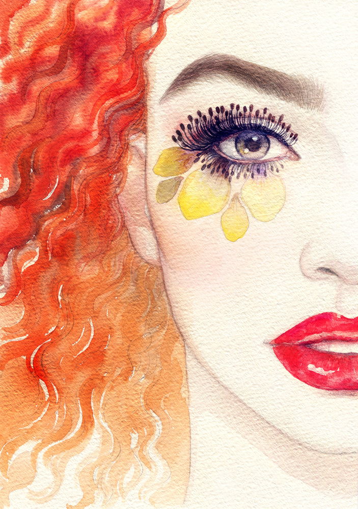 Girl Face Watercolor Painting Home Decor Premium Quality Poster Print Choose Your Sizes