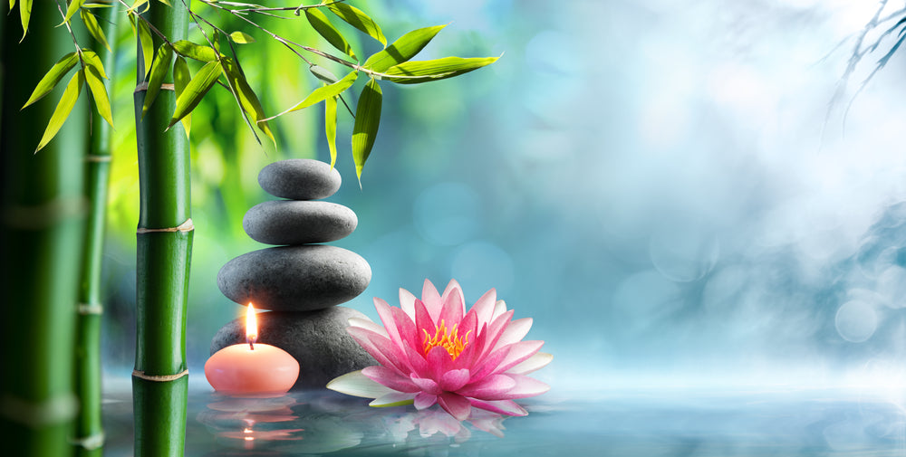 Flower Candle & Zen Stones View Photograph Home Decor Premium Quality Poster Print Choose Your Sizes