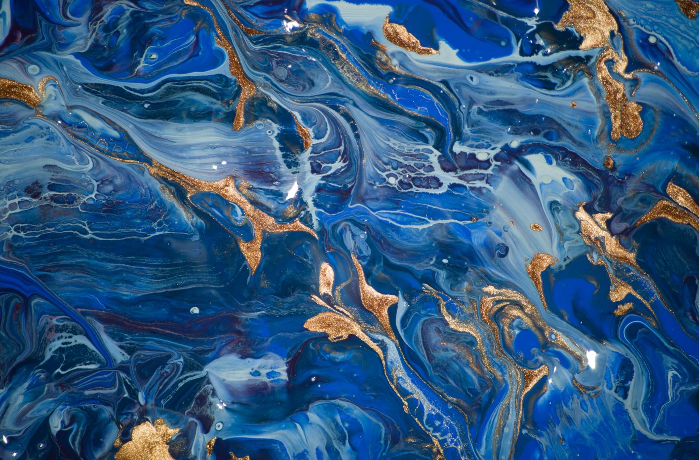 Gold & Blue Abstract Design Print 100% Australian Made